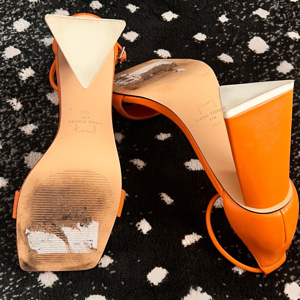 Marc Fisher Denny Leather Sandal 7.5 Orange - Picture 14 of 14